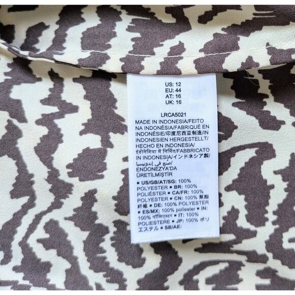 Lark & Ro Sleeveless Blouse Tank Shell Size 12 Zebra Print Black Beige Career - Picture 9 of 10